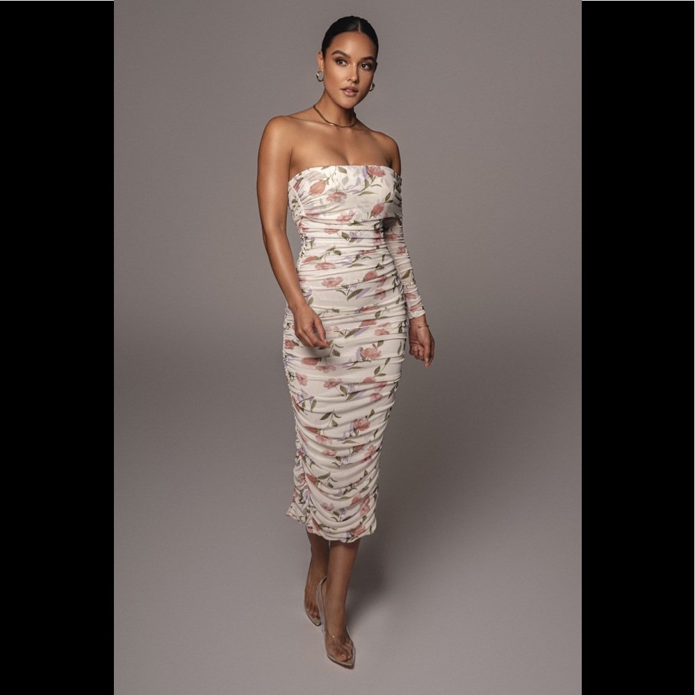 Lila Floral Ruched One-Shoulder Dress